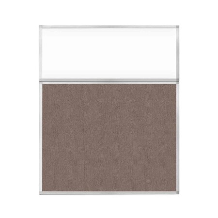 Versare Hush Panel Configurable Cubicle Partition 5' x 6' W/ Window Latte Fabric Clear Window 1852613